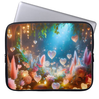 Housse Pour Ordinateur Portable Magical Glowing Flowers Heart Garden