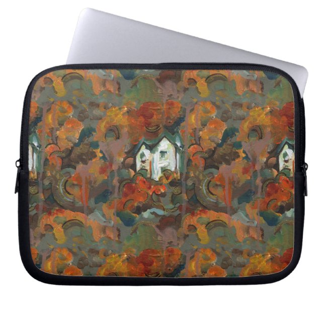 Housse Pour Ordinateur Portable Maison Blanche et arbres d'automne (Devant)