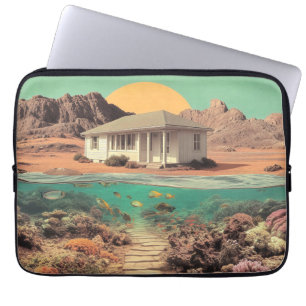 Housse Pour Ordinateur Portable Maison surréaliste du désert avec récif sous-marin