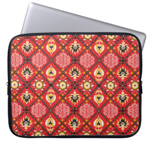 Housse Pour Ordinateur Portable Majolica Italienne : Carrelage floral brodé.