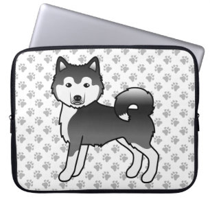 Housse Pour Ordinateur Portable Malamute d'Alaska noir et blanc Chien de dessin an