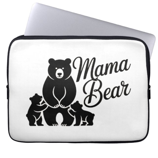 Housse Pour Ordinateur Portable Mama Bear with Cubs Cute Family Bear (Devant)