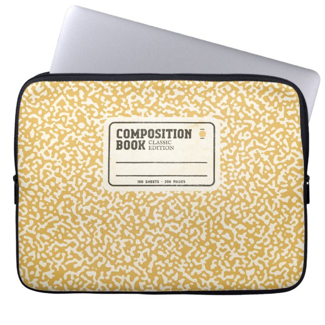 Housse Pour Ordinateur Portable Manche de Carnet de composition jaune (Devant)