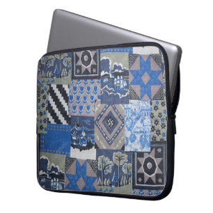 Housse Pour Ordinateur Portable Manche de l'ordinateur portable en Patchwork bleu