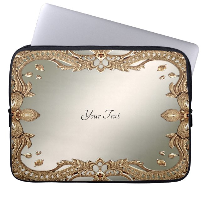 Housse Pour Ordinateur Portable Manche de l'ordinateur portable Gold Ornate (Devant)