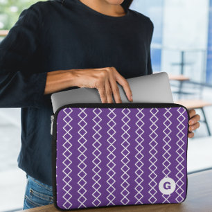 Housse Pour Ordinateur Portable Manche de portable géométrique violet violet monog