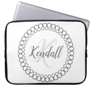 Housse Pour Ordinateur Portable Manche de portable monogramme décoratif gris