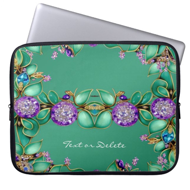 Housse Pour Ordinateur Portable Manche d'ordinateur portable Feuille violet vert (Devant)