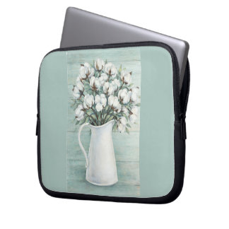 Housse Pour Ordinateur Portable Manche électronique Coton Fleurs Maison de campagn