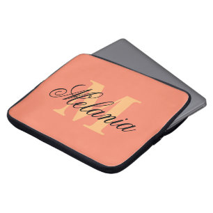Housse Pour Ordinateur Portable Manche monogramme orange personnalisée