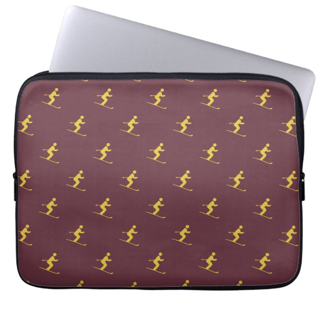Housse Pour Ordinateur Portable Manche Ordinateur Portable Burgundy Skier (Devant)