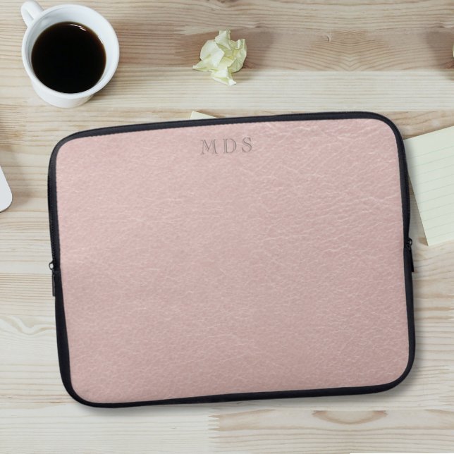 Housse Pour Ordinateur Portable Manche pour ordinateur portable monogramme moderne (Just add your initials to this elegant faux leather look laptop sleeve)