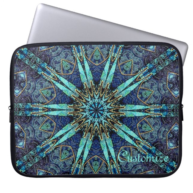 Housse Pour Ordinateur Portable Manche pour ordinateur portable Motif Turquoise Fl (Devant)