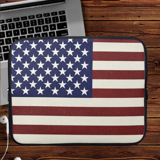 Housse Pour Ordinateur Portable Manche pour ordinateur portable USA Flag (Créateur téléchargé)