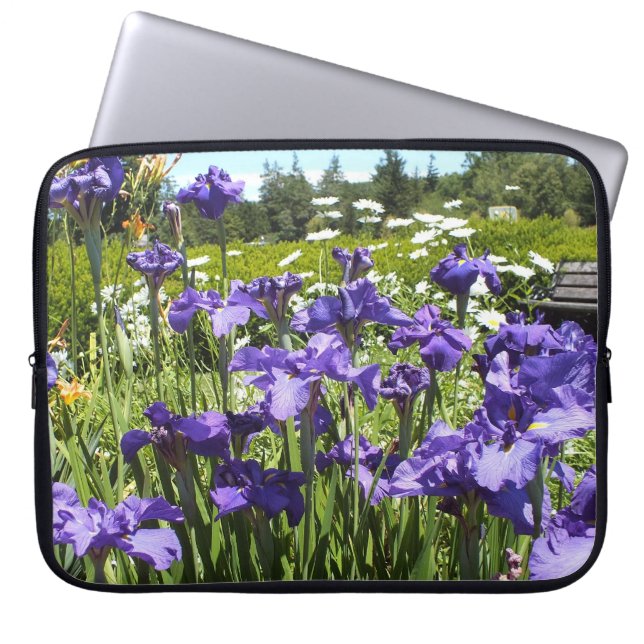 Housse Pour Ordinateur Portable Manches de bureau pourpre Iris Garden (Devant)