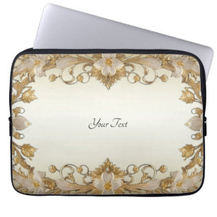 Housse Pour Ordinateur Portable Manches d'ordinateur portable décoratif or à fleur