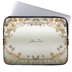 Housse Pour Ordinateur Portable Manches d'ordinateur portable Golden Ornate White 