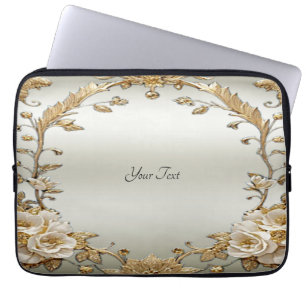 Housse Pour Ordinateur Portable Manches d'ordinateur portable Golden Ornate White 