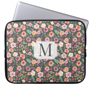 Housse Pour Ordinateur Portable Manches d'ordinateur vintage Floral ⎥ Monogram