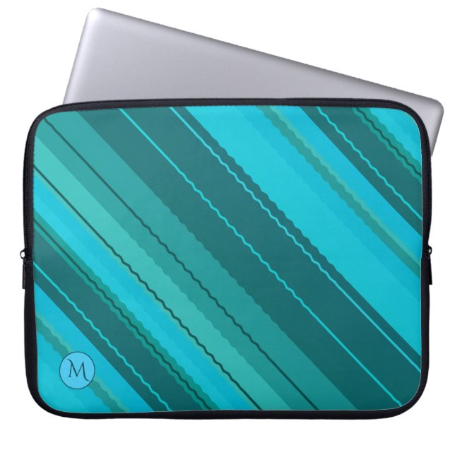 Housse Pour Ordinateur Portable Manches turquoises pour ordinateur portable rayé M (Devant)
