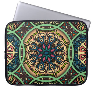 Housse Pour Ordinateur Portable Mandala coloré : Vintage main florale tirée