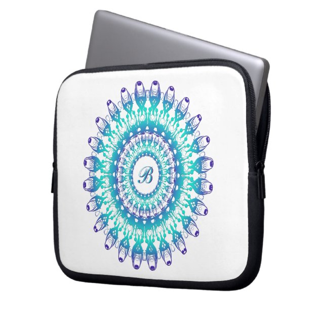 Housse Pour Ordinateur Portable Mandala ethnique. (devant gauche)