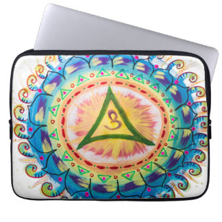 Housse Pour Ordinateur Portable Mandala Om aquarelle peinte à la main