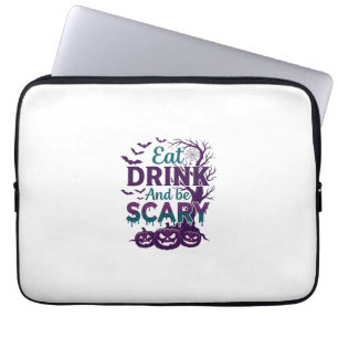 Housse Pour Ordinateur Portable Manger Boire Être Effrayant Halloween Arbre Squele