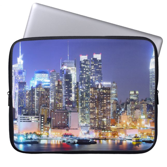 Housse Pour Ordinateur Portable Manhattan Skyline la nuit (Devant)