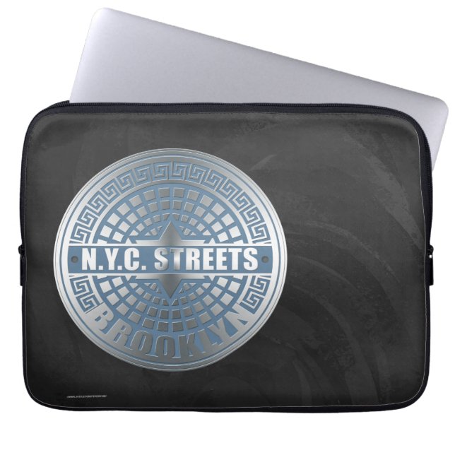 Housse Pour Ordinateur Portable Manhole Cover Brooklyn Blue (Devant)