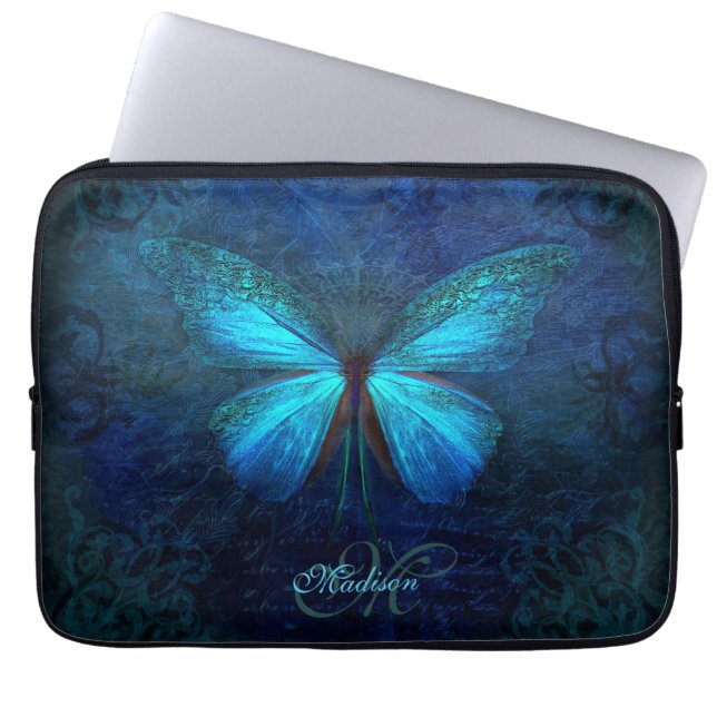Housse Pour Ordinateur Portable Mannequin d'ordinateur portable Papillon bleu (Devant)