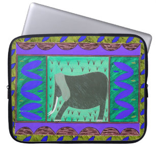 Housse Pour Ordinateur Portable Manteau bleu éléphant kényan