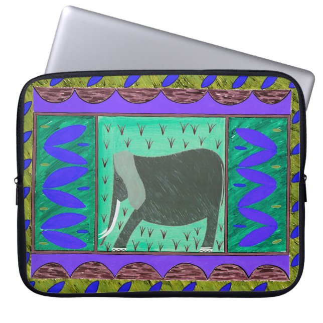 Housse Pour Ordinateur Portable Manteau bleu éléphant kényan (Devant)