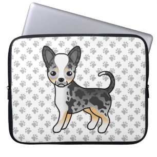 Housse Pour Ordinateur Portable Manteau bleu Merle Smooth Chihuahua Cute Dog & Pap