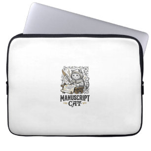 Housse Pour Ordinateur Portable Manuscrit Chat Chat Manuscrit Médiéval Vintage Vec