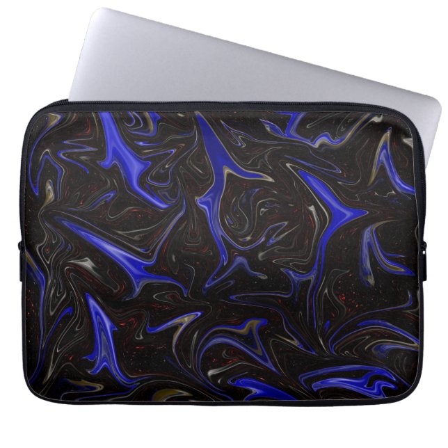 Housse Pour Ordinateur Portable Marbre Bleu Et Noir, Manche Ordinateur Portable (Devant)