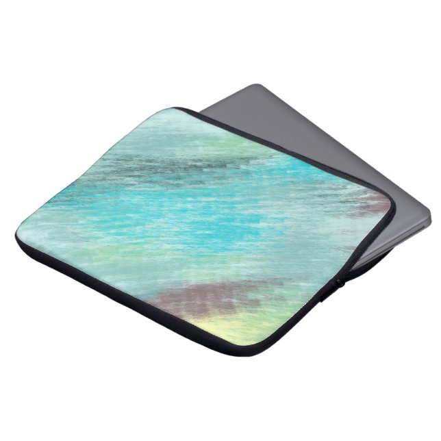 Housse Pour Ordinateur Portable Marbre turquoise, vert et mauve Abstrait (Devant haut)