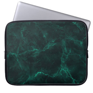 Housse Pour Ordinateur Portable Marbre vert foncé, texture transparente.