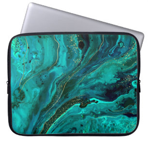 Housse Pour Ordinateur Portable Marbre vert & Or : Texture luxueuse