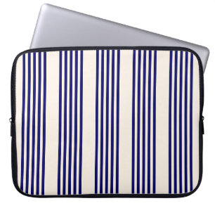 Housse Pour Ordinateur Portable Marine bleu et beige cinq bandes motif