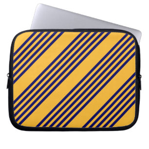 Housse Pour Ordinateur Portable Marine bleu et jaune soleil cinq bandes motif