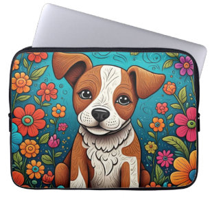 Housse Pour Ordinateur Portable Marionnette mignonne avec Fleurs d'Art folklorique