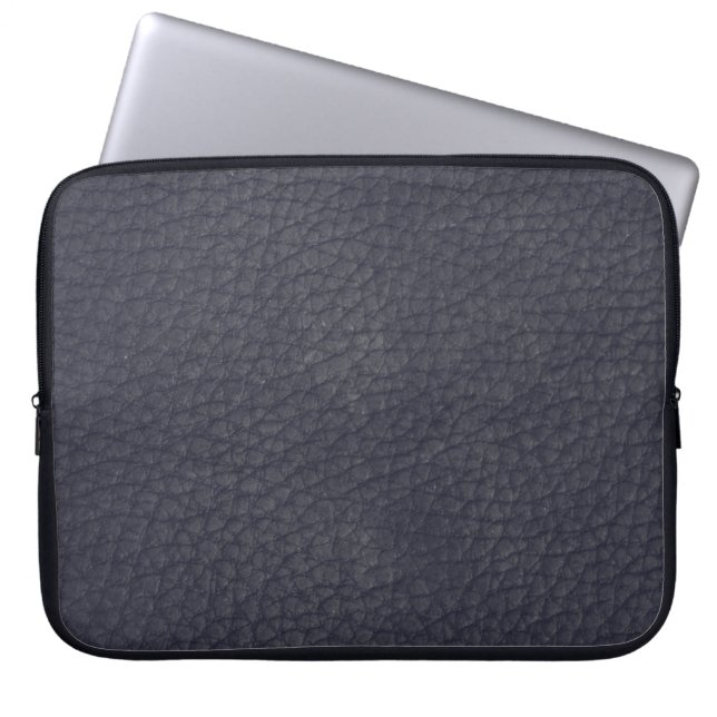 Housse Pour Ordinateur Portable Masculine en cuir noir Peau rustique (Devant)