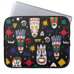 Housse Pour Ordinateur Portable Masques tribaux africains motifs sans couture