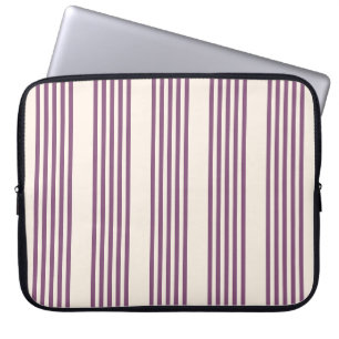 Housse Pour Ordinateur Portable Mauve violet beige cinq bandes motif