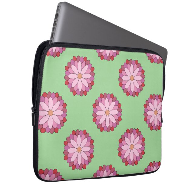 Housse Pour Ordinateur Portable Médaillon asiatique rose pastel Floral (Devant droit)