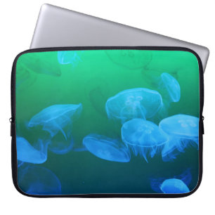 Housse Pour Ordinateur Portable Méduse Cool Dégradé Vert Bleu