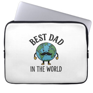 Housse Pour Ordinateur Portable Meilleur Papa du Monde Earth Moustache Shirt Desig