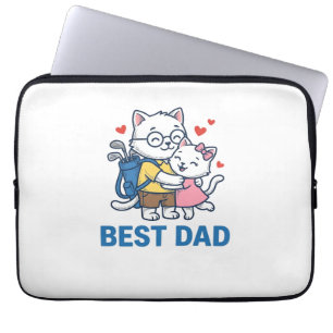 Housse Pour Ordinateur Portable Meilleur Papa Golf Chat Câlin Mignon Design Vector