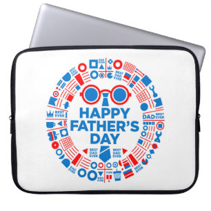 Housse Pour Ordinateur Portable Meilleur Papa Jamais Cadeau Graphique Bleu Rouge p